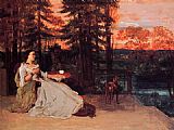 Gustave Courbet Seated woman in the terrace painting